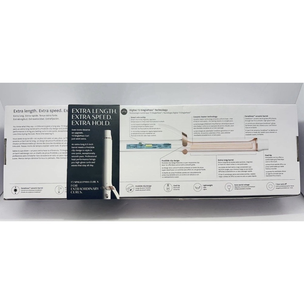 T3 SinglePass Curl X 1 1/4" 1.25" Extra Long Barrel Curling Iron 9 Heat NEW - Picture 2 of 3